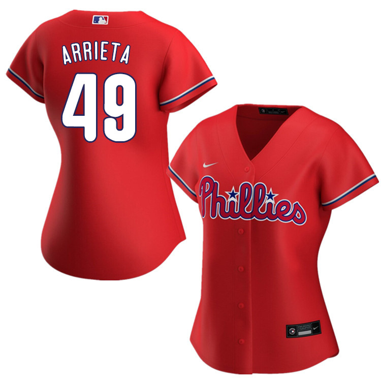 Nike Women #49 Jake Arrieta Philadelphia Phillies Baseball Jerseys Sale-Red